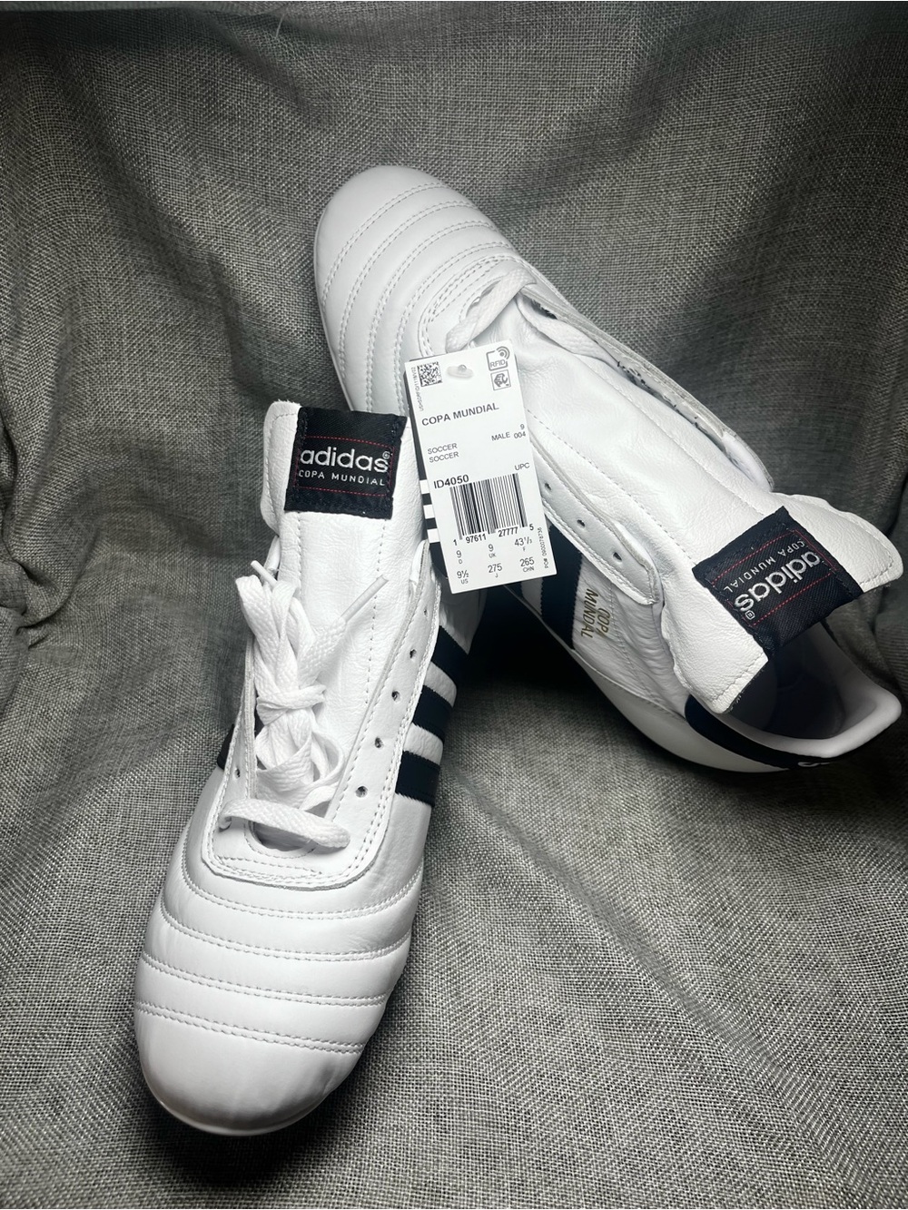 adidas Copa Mundial White with Black Stripes Soccer Shoes